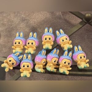 3D Printed 10 SET Rainbow Labubu Keychains.